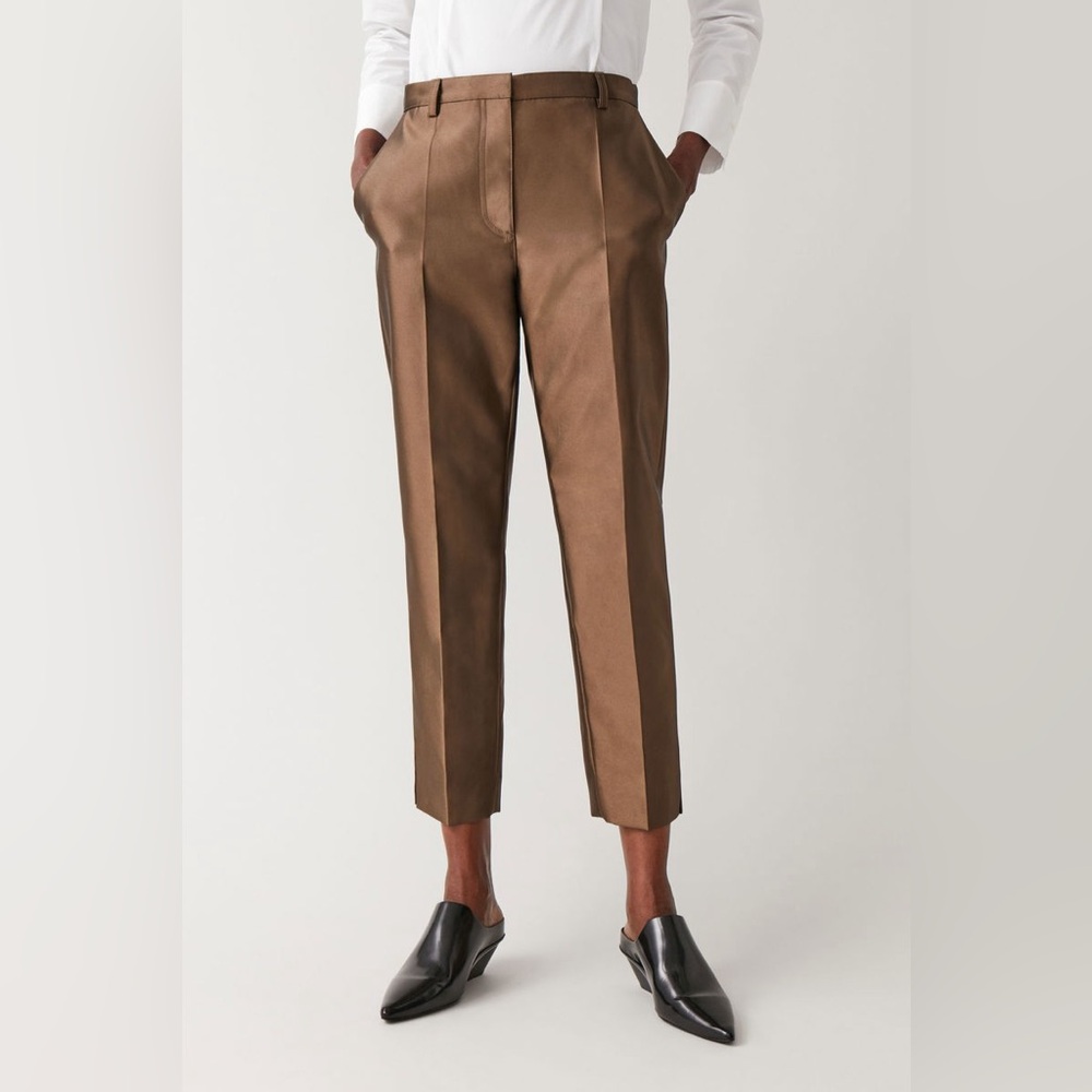 COS metallic tailored brown bronze Dress Pants trousers size 10